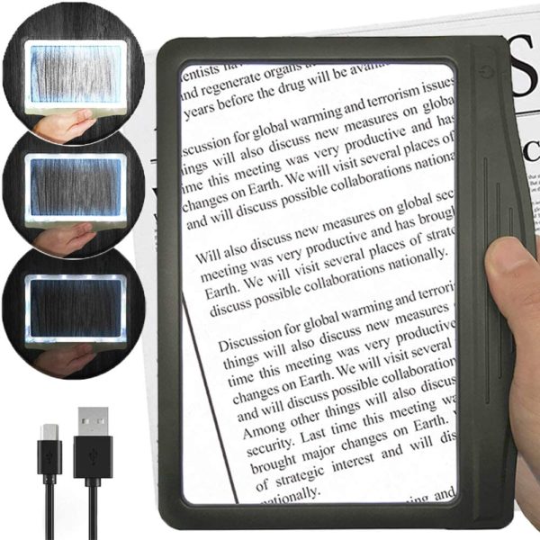 [Rechargeable] 3X Large Ultra Bright LED Page Magnifier